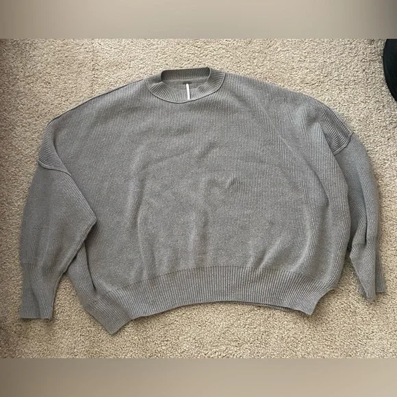Free People Easy Street Tunic Oversized Sweater Pullover Heather Grey XL - Picture 7 of 10
